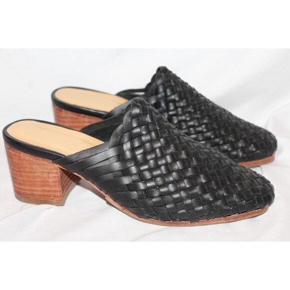 NEW Nisolo Women's Go To Woven Heeled Slip-On Mules Black Leather sz 7.5 - Picture 5 of 8